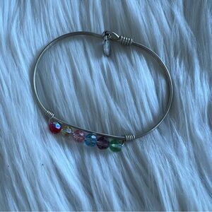 Luca + Danni Silver Rainbow Beaded Hooked Wire Bangle Bracelet